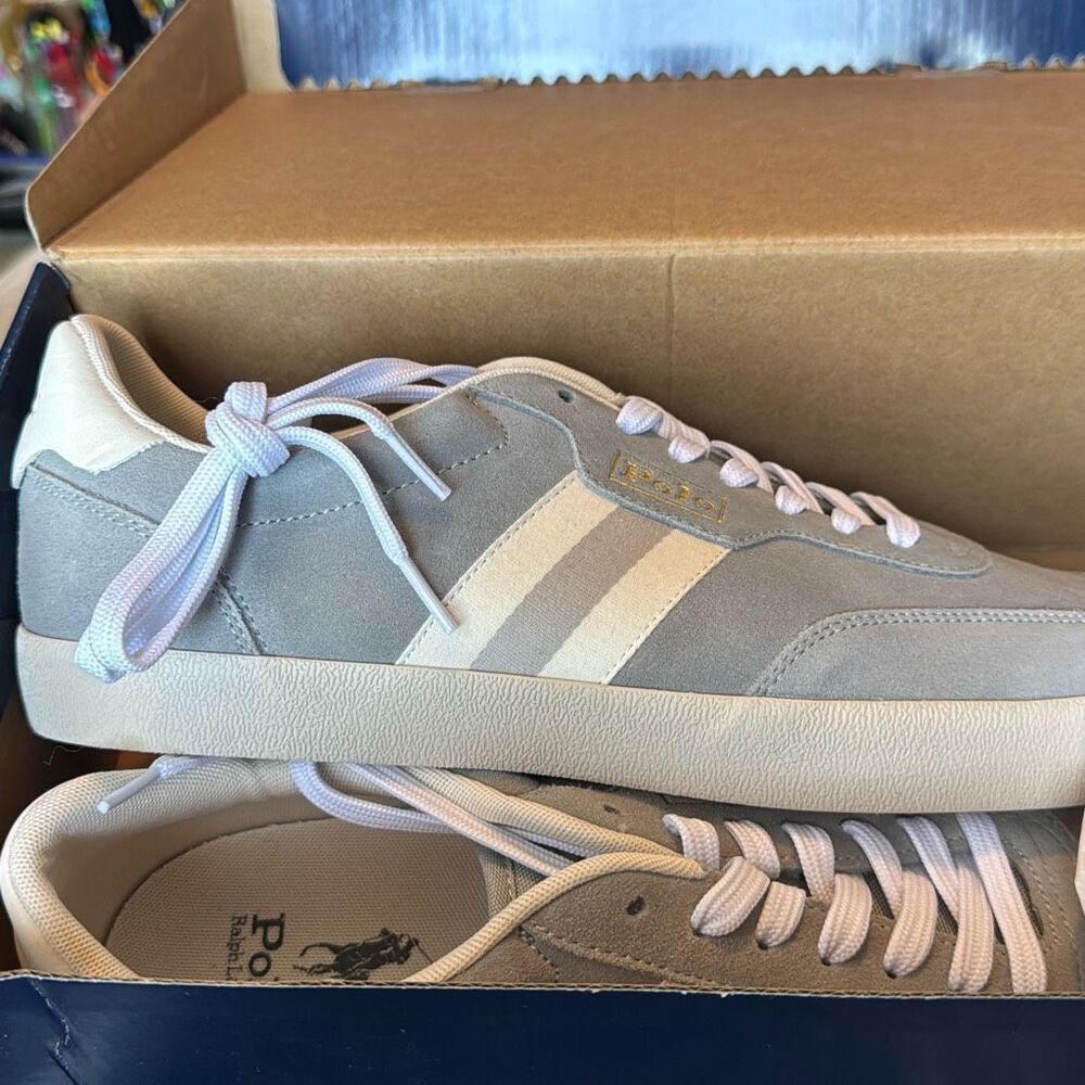 Ralph Lauren Polo Men Gray Suede Leather Sneaker  13 - Picture 5 of 6